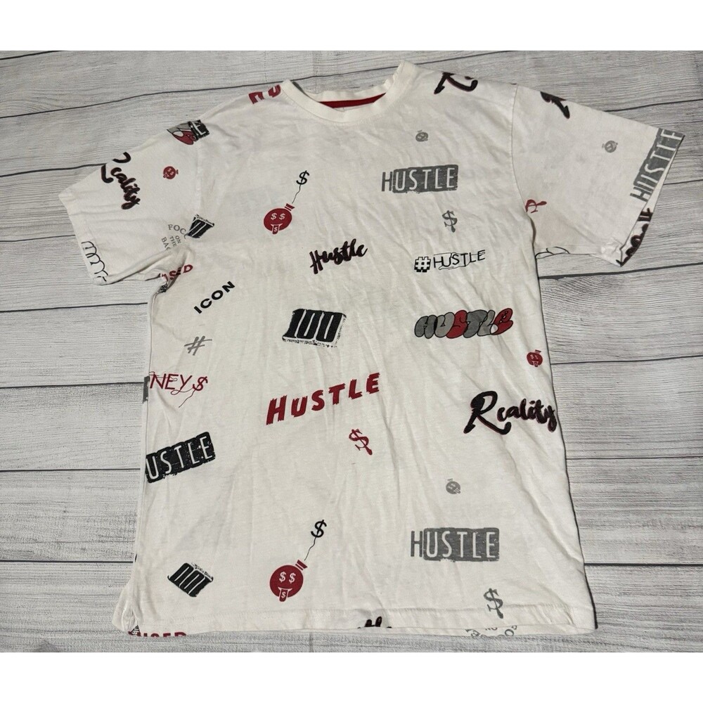 Encrypted AOP Graphic T Shirt Size 4XL Hip Hop Hustler Gang 100 Rap Money 💯